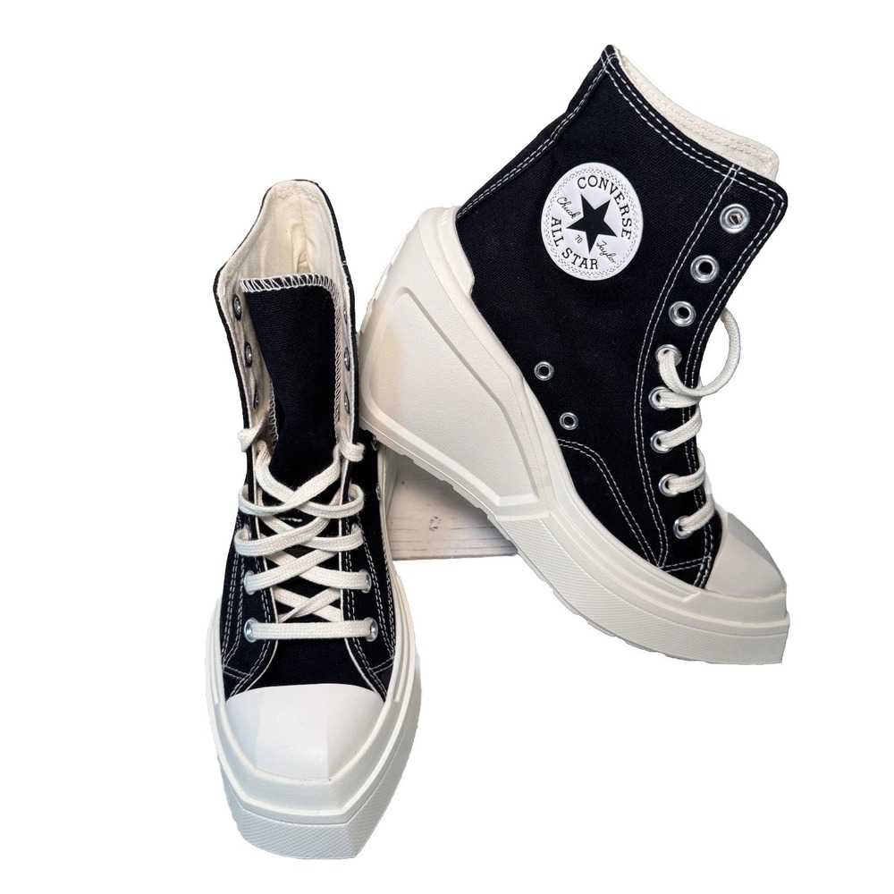 Converse Chuck Taylor Black Egret 70 De Luxe Wedge Hi Platform Sneakers SZ 7.5